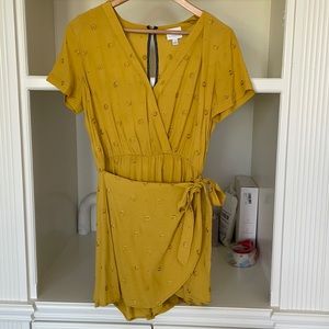 Anthropologie embroidered yellow romper